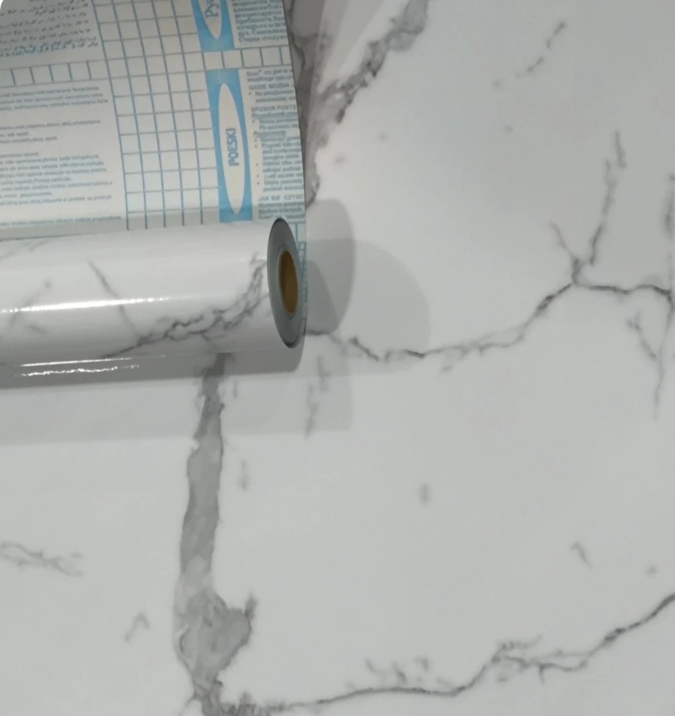 برچسب کابینت  سفید طرح سنگ براق کد 7018