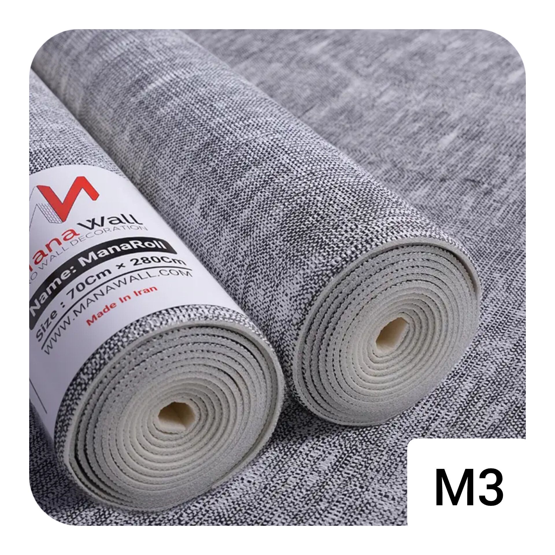 دیوار پوش فومی رولی طرح کتان طوسی m3